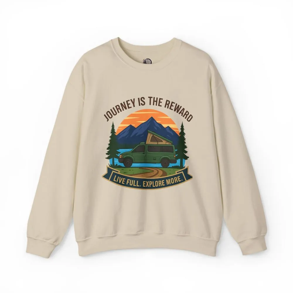 Crewneck Sweatshirt – "Journey Is The Reward"  Adventure Camper Crewneck