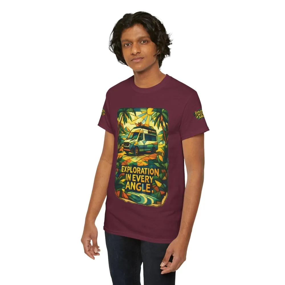Unisex Heavy Cotton Tee — "Exploration In Every Angle" Design Cubic-Line
