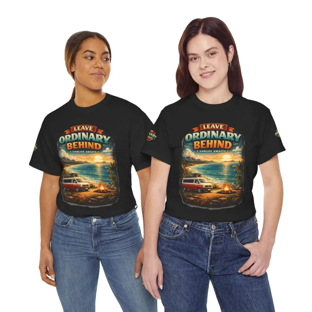 Unisex Heavy Cotton Tee — "Leave Ordinary Behind" Design Scenic-Line