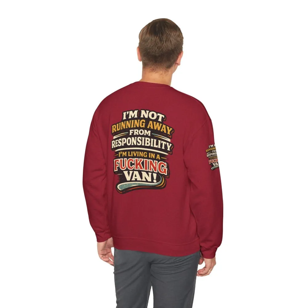 Unisex Heavy Blend™ Crewneck Sweatshirt — "I`m Not running Away" Design F**K-Line