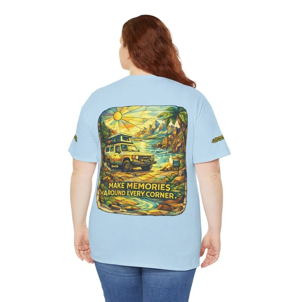 Unisex Heavy Cotton Tee — "Make Memories Around Every Corner" Design Cubic-Line