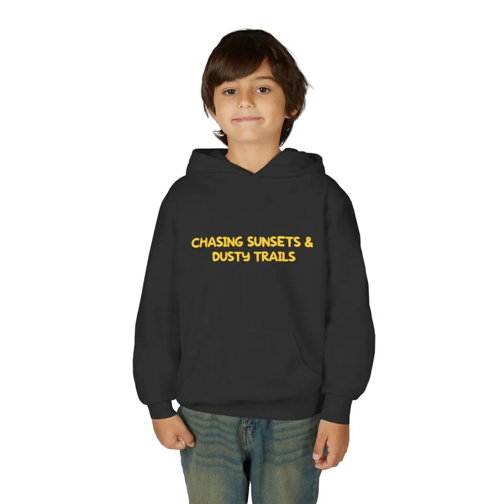 Youth Hoodie(Gildan) – "Chasing Sunsets And Dusty Trails" (Design Sitcom-Line)