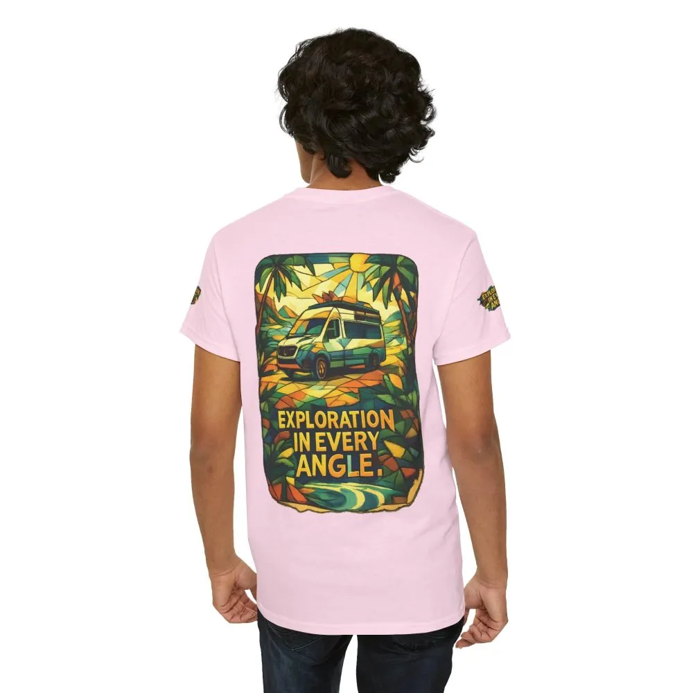 Unisex Heavy Cotton Tee — "Exploration In Every Angle" Design Cubic-Line
