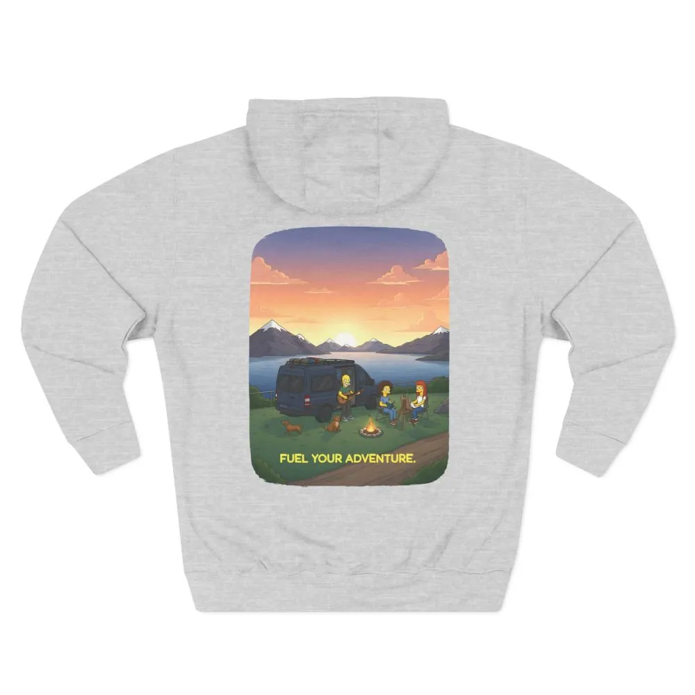 Three-Panel Fleece Hoodie - "Fuel Your Adventure" Design Sitcom-Line