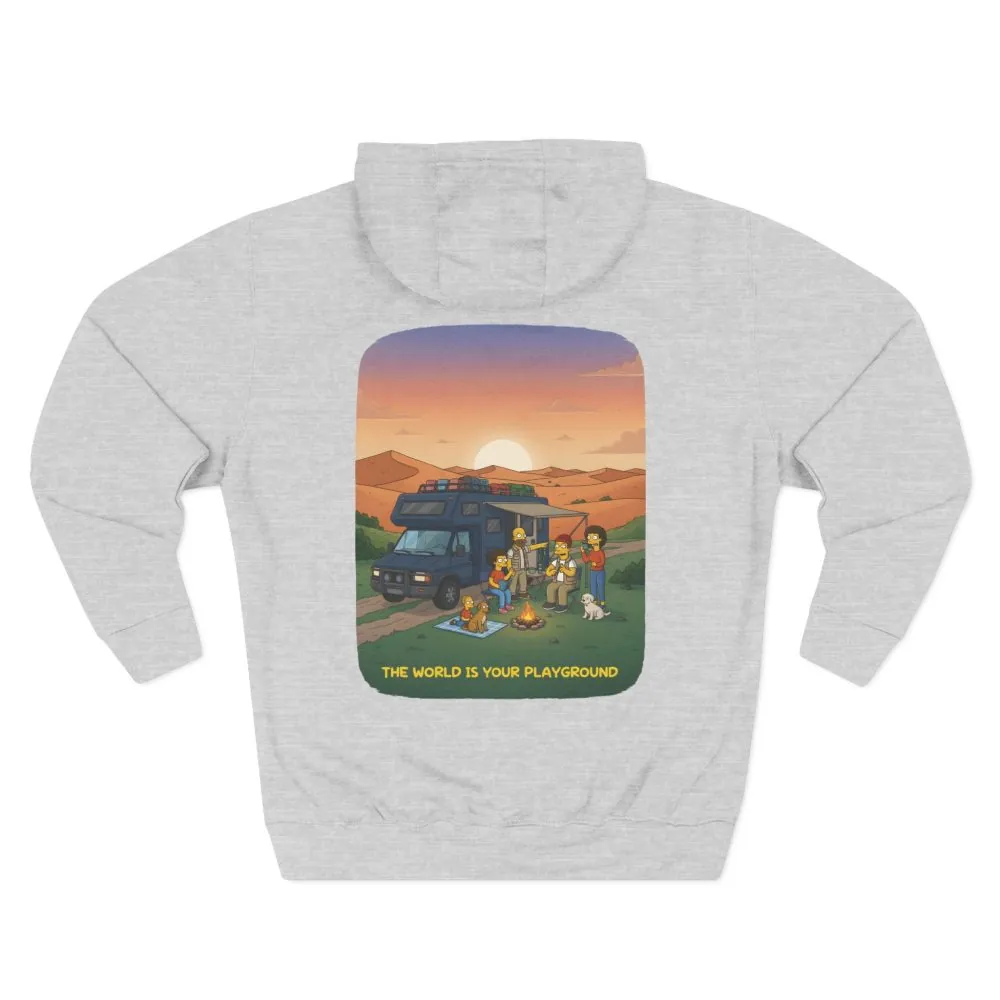 Three-Panel Fleece Hoodie - "The World Is Your playground" Design Sitcom-Line