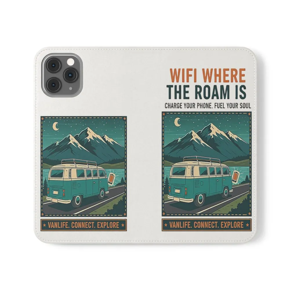 16083874672165437639_2048.jpeg Flip Phone Case — “WiFi Where the Roam Is” Vanlife Wallet Case