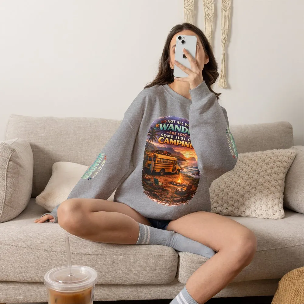 Unisex Heavy Blend™ Crewneck Sweatshirt — "Not All Who Wander Are Lost" Design Scenic-Line
