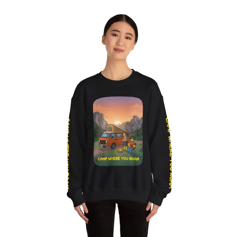 Unisex Heavy Blend™ Crewneck Sweatshirt — "Camp Where You Roam" Design Sitcom-Line