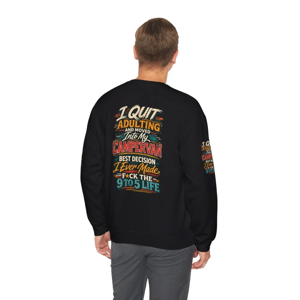Unisex Heavy Blend™ Crewneck Sweatshirt — "I Quit Adulting" Design F**K-Line