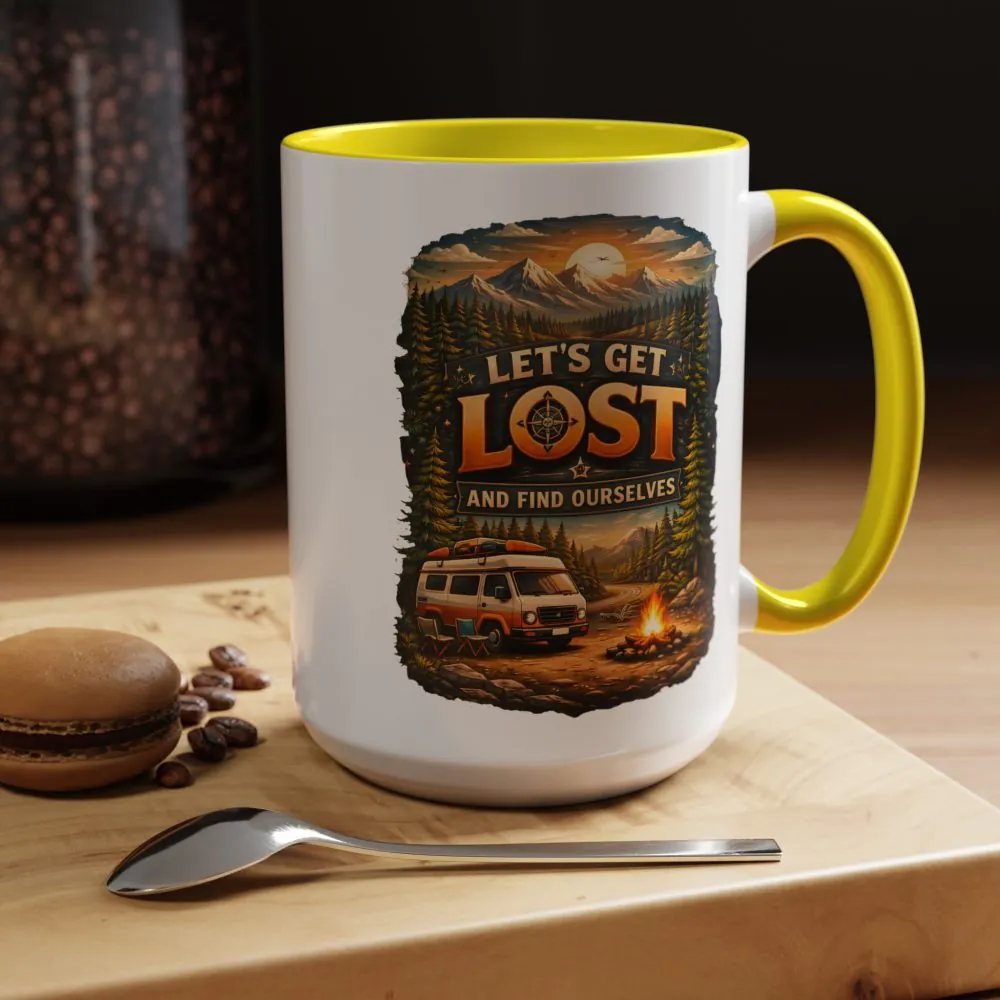 Accent Coffee Mug (11, 15oz) — "Let´s Get Lost And Find Ourselfs" Design Scenic-Line