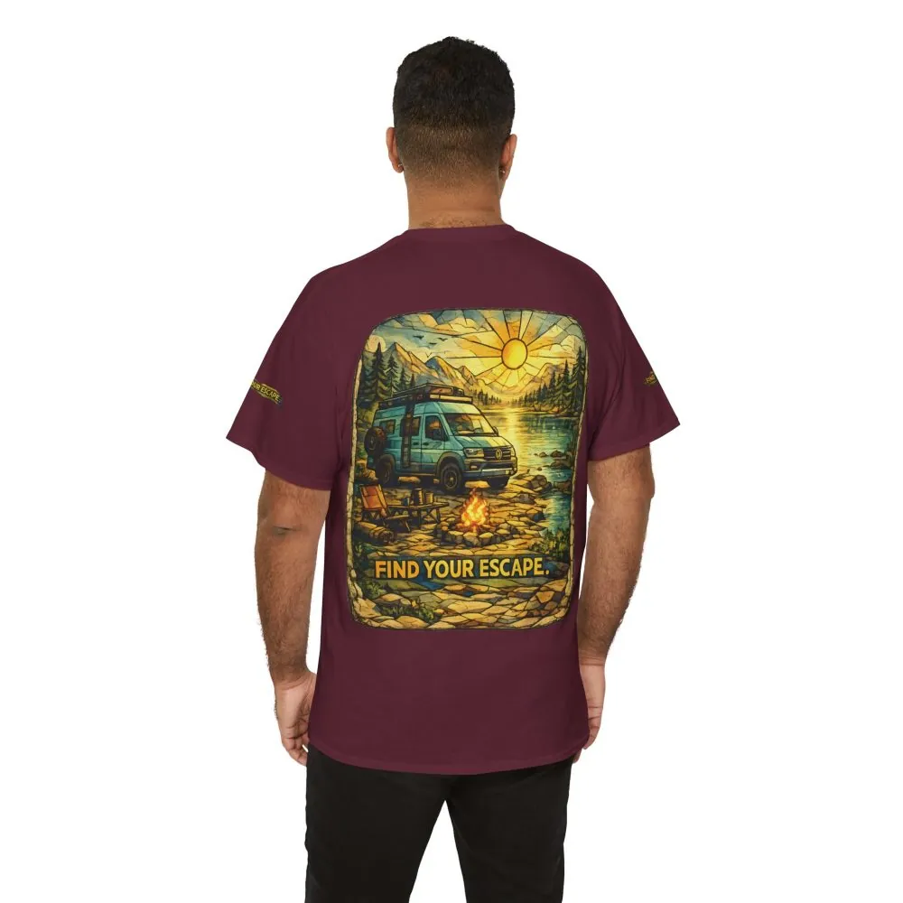Unisex Heavy Cotton Tee — "Find Your Escape" Design Cubic-Line