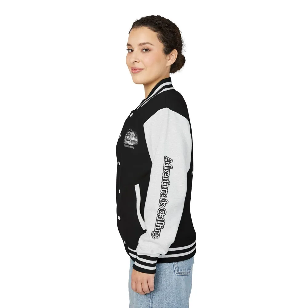 Unisex Heavyweight Letterman Jacket — "Adventure Is Calling" Travel Varsity Coat