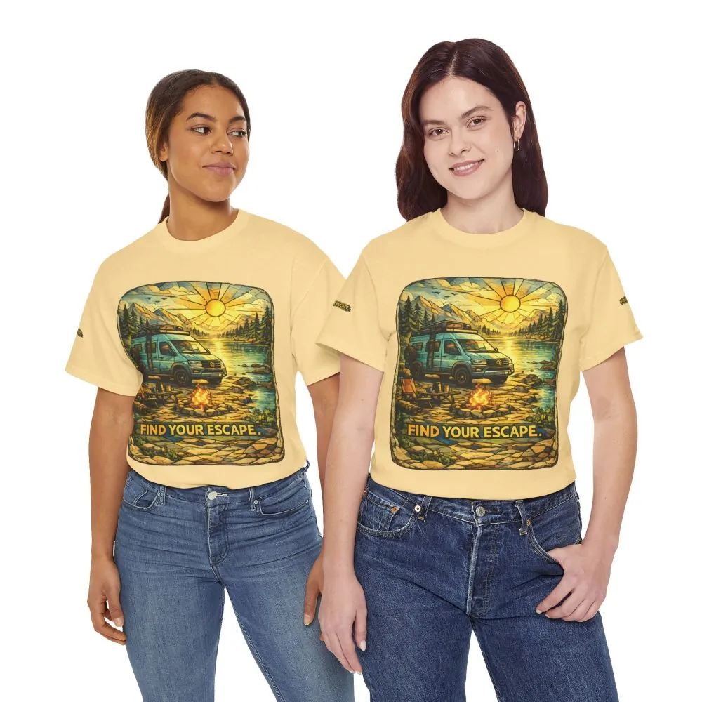Unisex Heavy Cotton Tee — "Find Your Escape" Design Cubic-Line