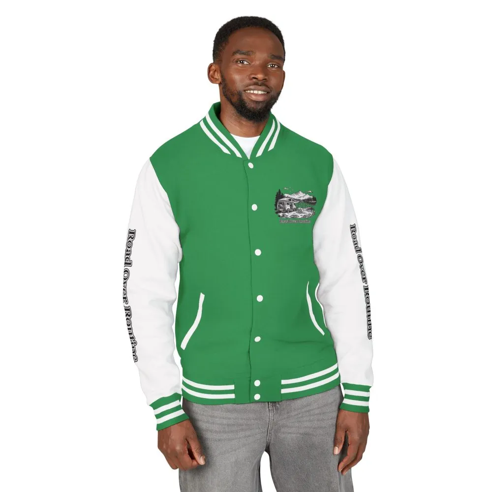 Unisex Heavyweight Letterman Jacket — "Road Over Routine" Travel Varsity Coat