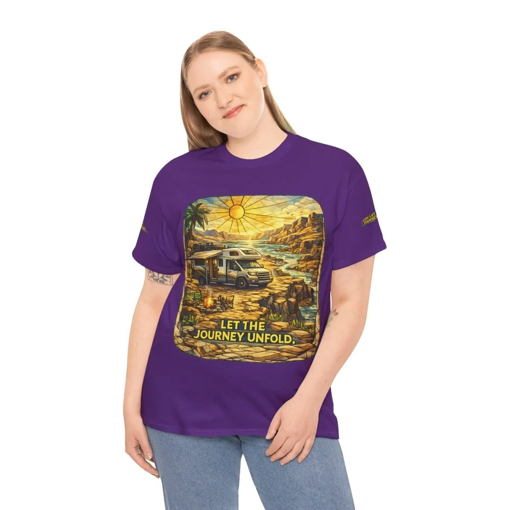 Unisex Heavy Cotton Tee — "Let The Journey Unfold" Design Cubic-Line