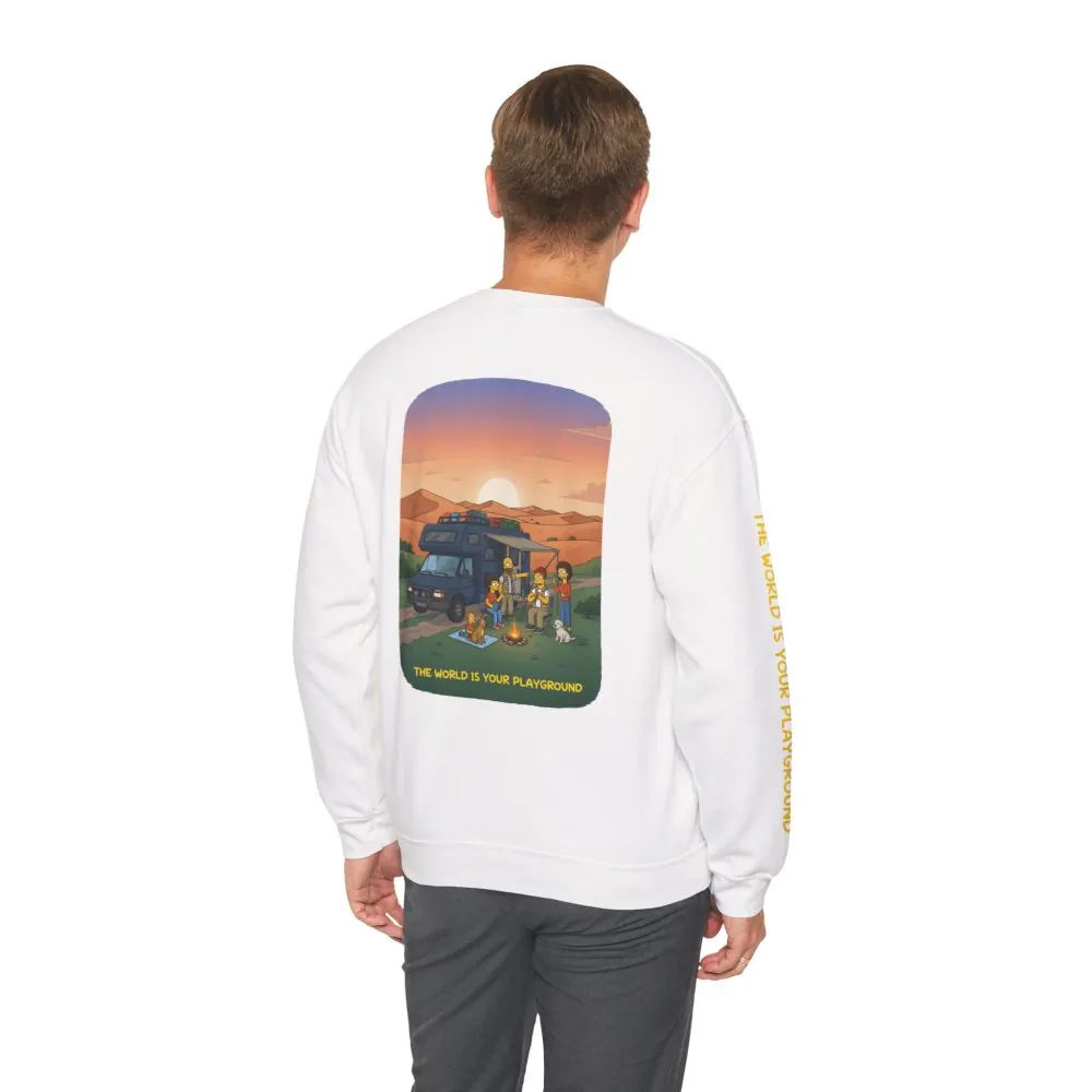 Unisex Heavy Blend™ Crewneck Sweatshirt — "The World Is Your playground" Design Sitcom-Line