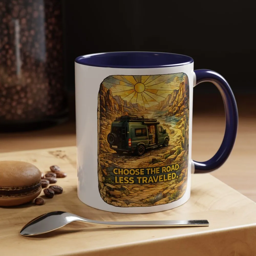 16122502723204559876_2048.jpeg Accent Coffee Mug (11, 15oz) — "Choose The Road Less Traveled" Design Cubic-Line
