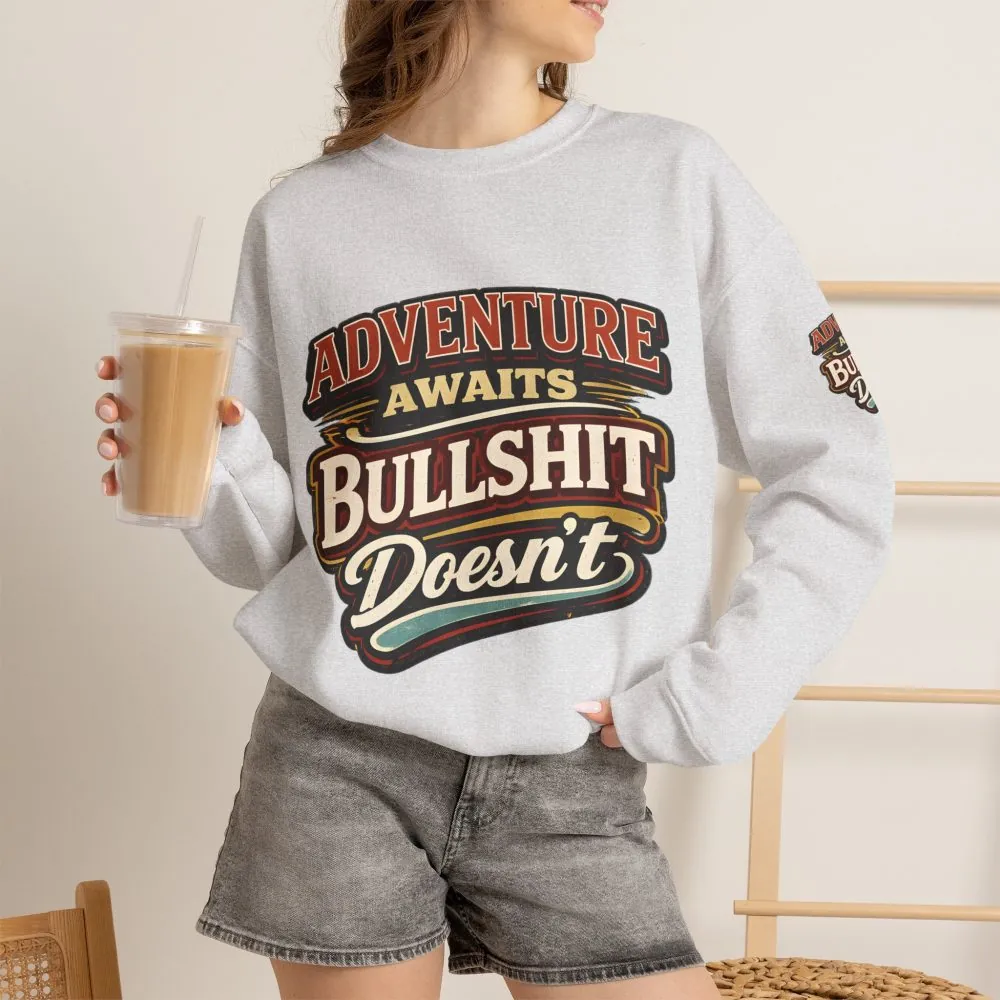 Unisex Heavy Blend™ Crewneck Sweatshirt — "Adventure Awaits" Design F**K-Line