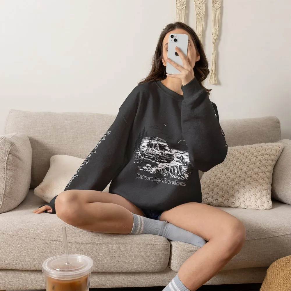 16136019321606078847_2048.jpeg Unisex Heavy Blend™ Crewneck Sweatshirt — "Driven By Freedom" Design Minimal-Line