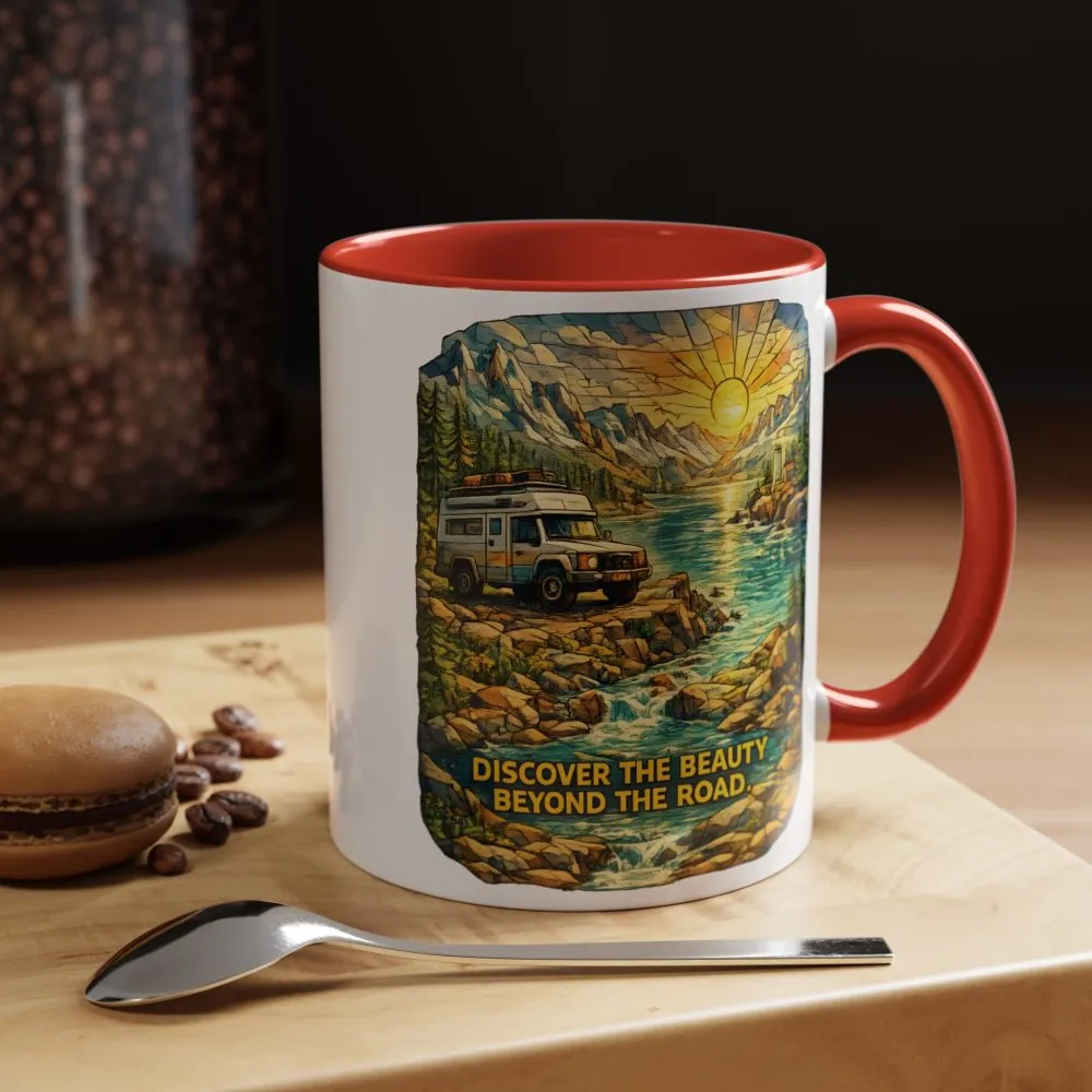 16136663847596721816_2048.jpeg Accent Coffee Mug (11, 15oz) — "Discover The Bieuty Beyond The Road" Design Cubic-Line