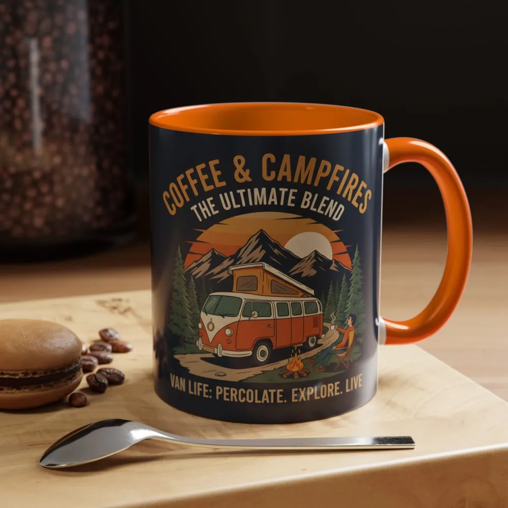 Accent Coffee Mug (11, 15oz) — "Coffee and campfires"