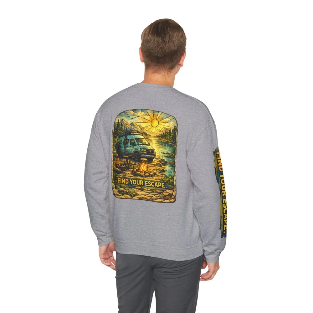 16148389217102965130_2048.jpeg Unisex Heavy Blend™ Crewneck Sweatshirt — "Find Your Escape" Design Cubic-Line
