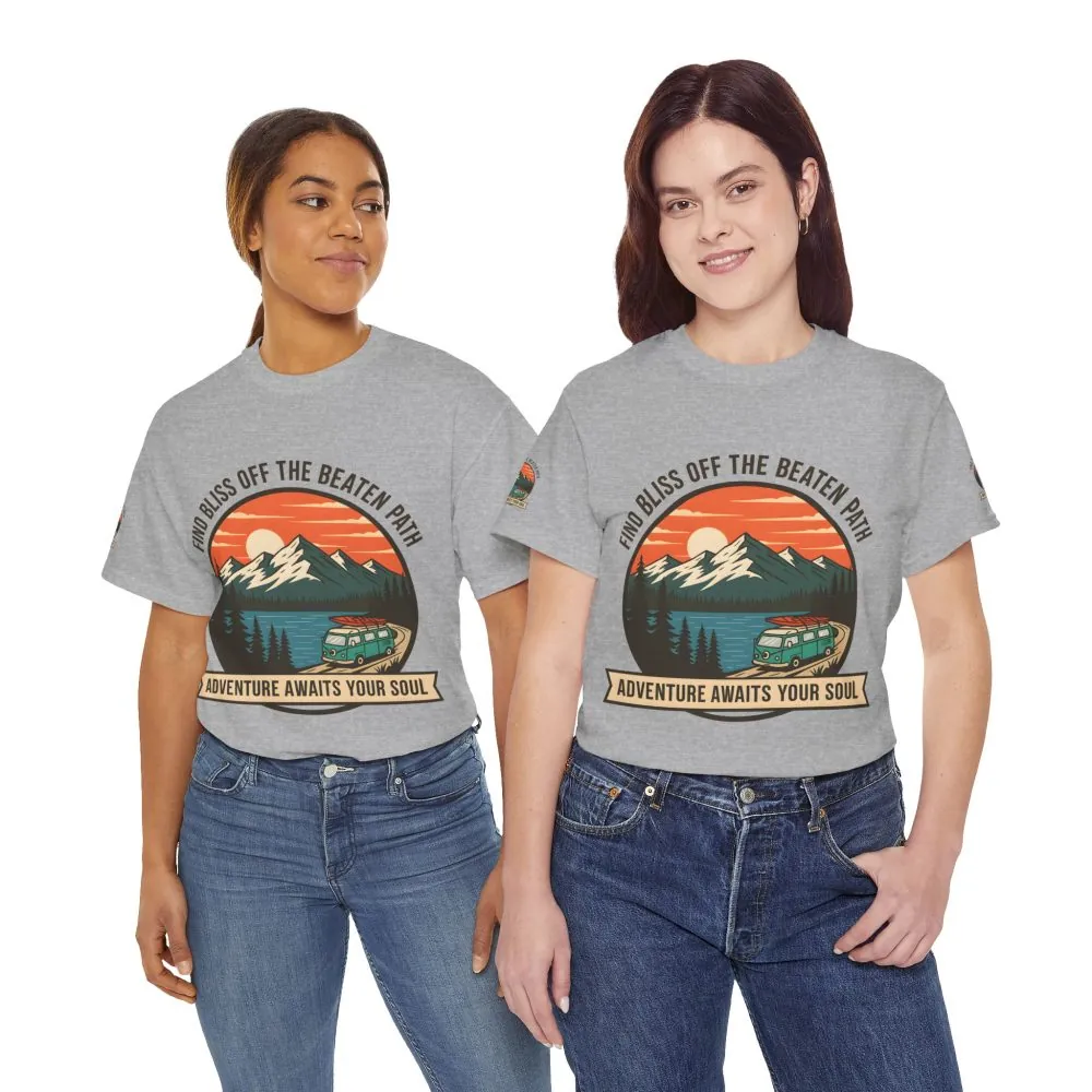 161495182496079470_2048.jpeg Unisex Heavy Cotton Tee — "Find Bliss Off the Beaten Path" Mountain & Camper T‑Shirt