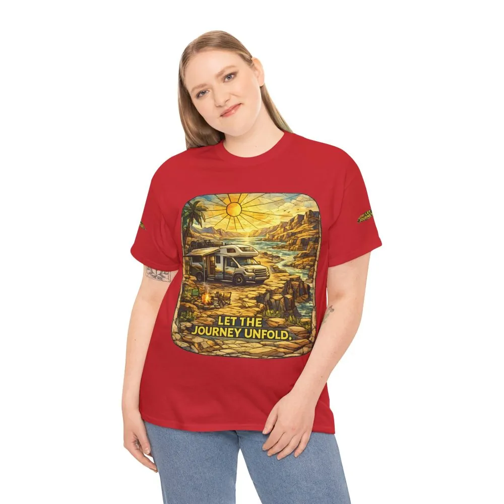 Unisex Heavy Cotton Tee — "Let The Journey Unfold" Design Cubic-Line