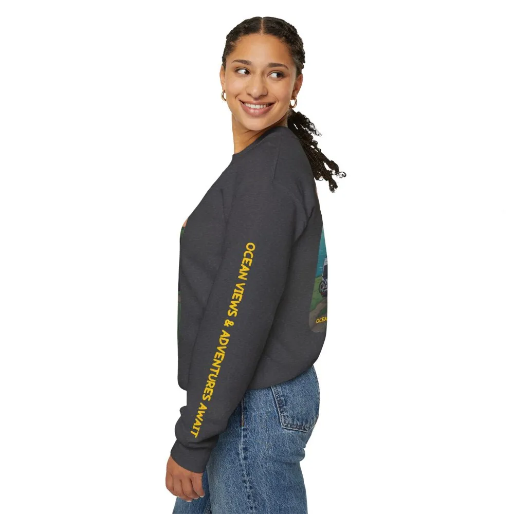 16165561685340757989_2048.jpeg Unisex Heavy Blend™ Crewneck Sweatshirt — "Ocean Views-Adventures Awaits" Design Sitcom-Line