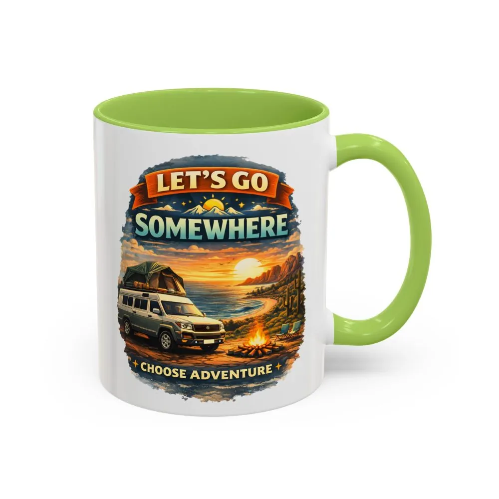 Accent Coffee Mug (11, 15oz) — "Lets Go Somewhere" Design Scenic-Line
