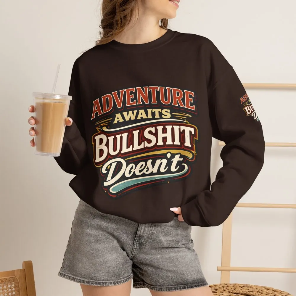 Unisex Heavy Blend™ Crewneck Sweatshirt — "Adventure Awaits" Design F**K-Line