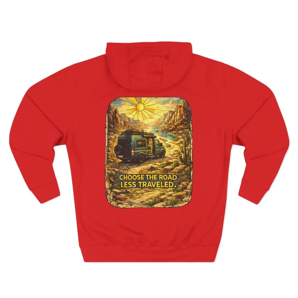 Three-Panel Fleece Hoodie - "Choose The Road Less Traveled" Design Cubic-Line