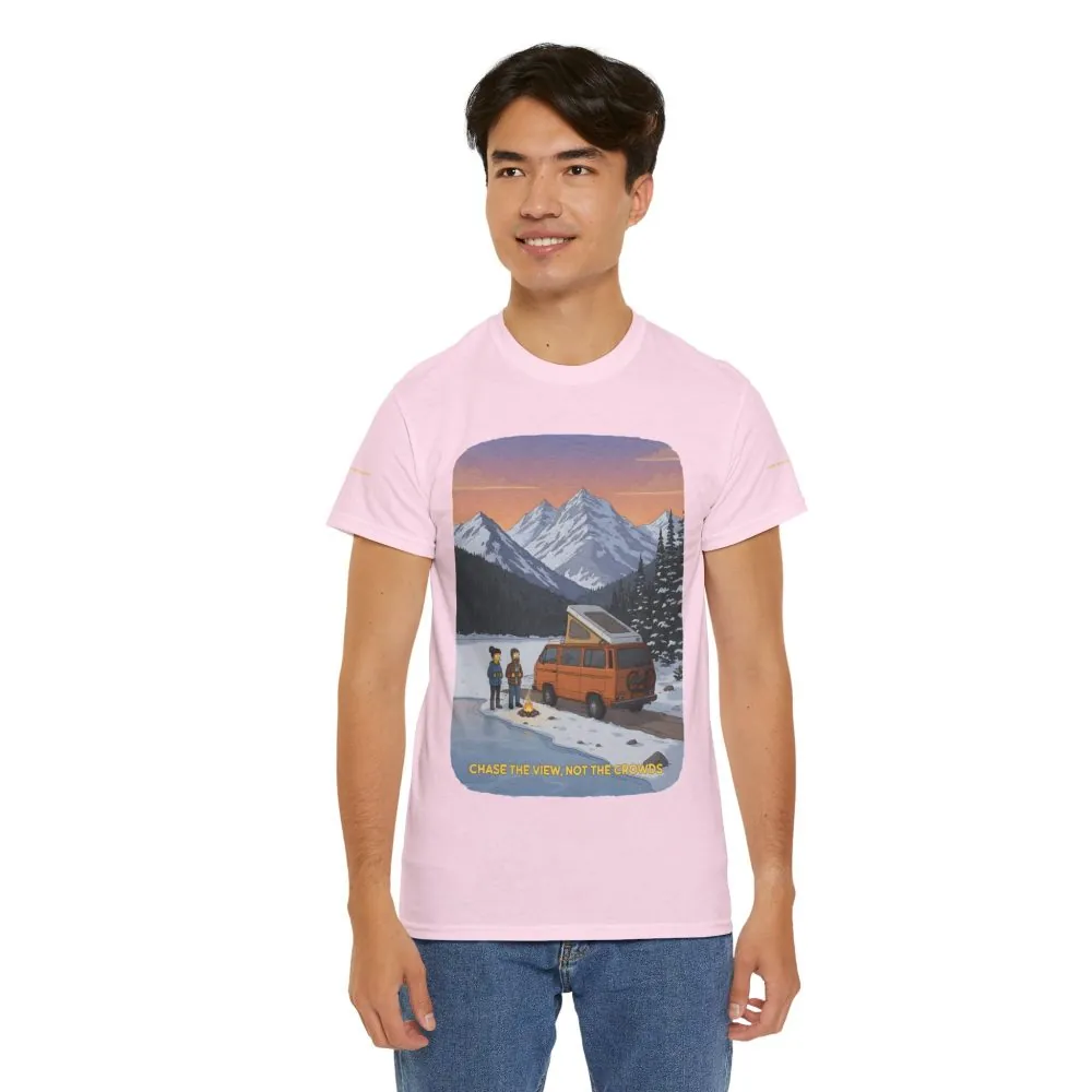 Unisex Heavy Cotton Tee — "Chase The Views-Not The Crowds" Design Sitcom-Line