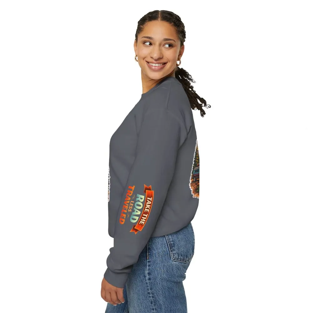16194953957318326743_2048.jpeg Unisex Heavy Blend™ Crewneck Sweatshirt — "Take The Road Less Traveled" Design Scenic-Line