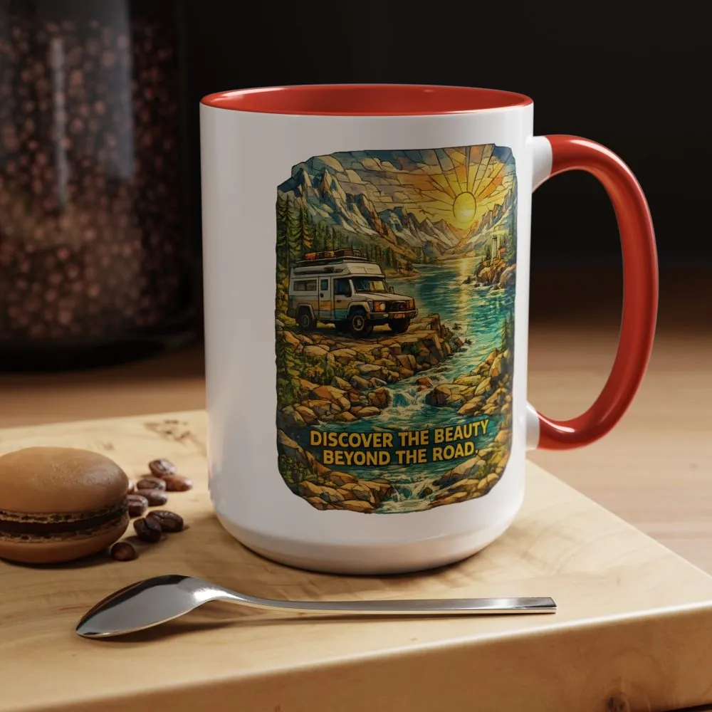 16197467442530291801_2048.jpeg Accent Coffee Mug (11, 15oz) — "Discover The Bieuty Beyond The Road" Design Cubic-Line