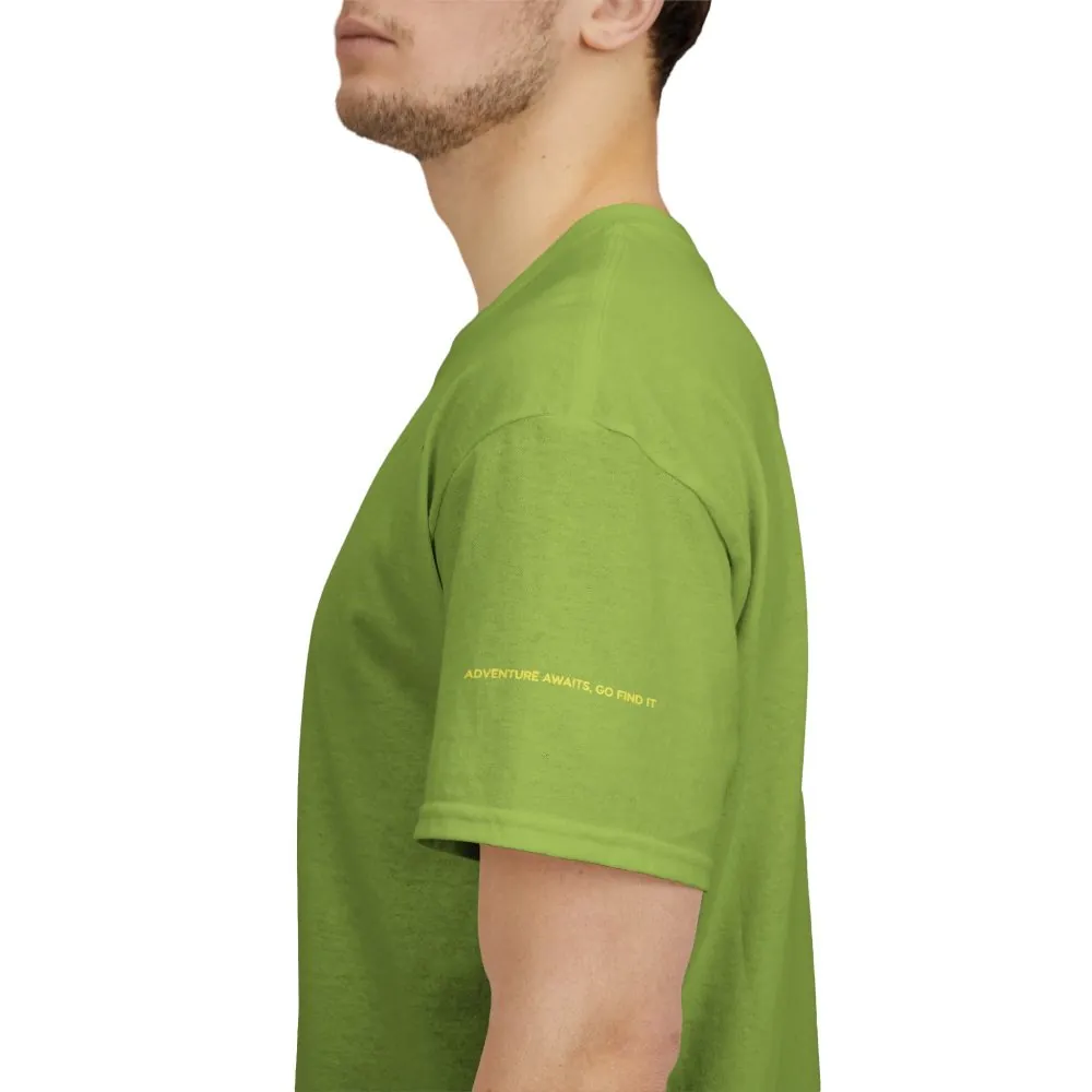 Unisex Heavy Cotton Tee — "Adventure Awaits-Go Find It" Design Sitcom-Line