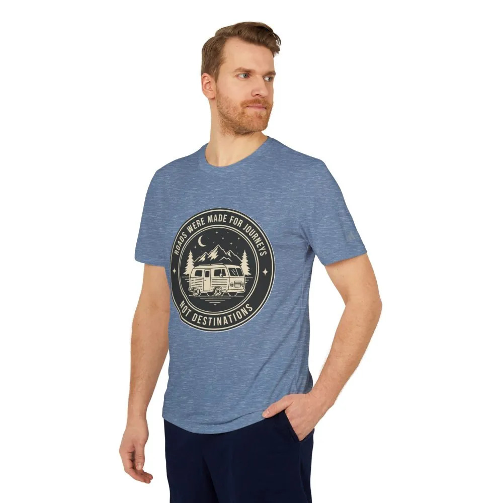 T-Shirt(Adidas) — 'ROAD WHERE MADE FOR JOURNEYS-NOT DESTINATIONS' (font + back printed) Brand Adidas