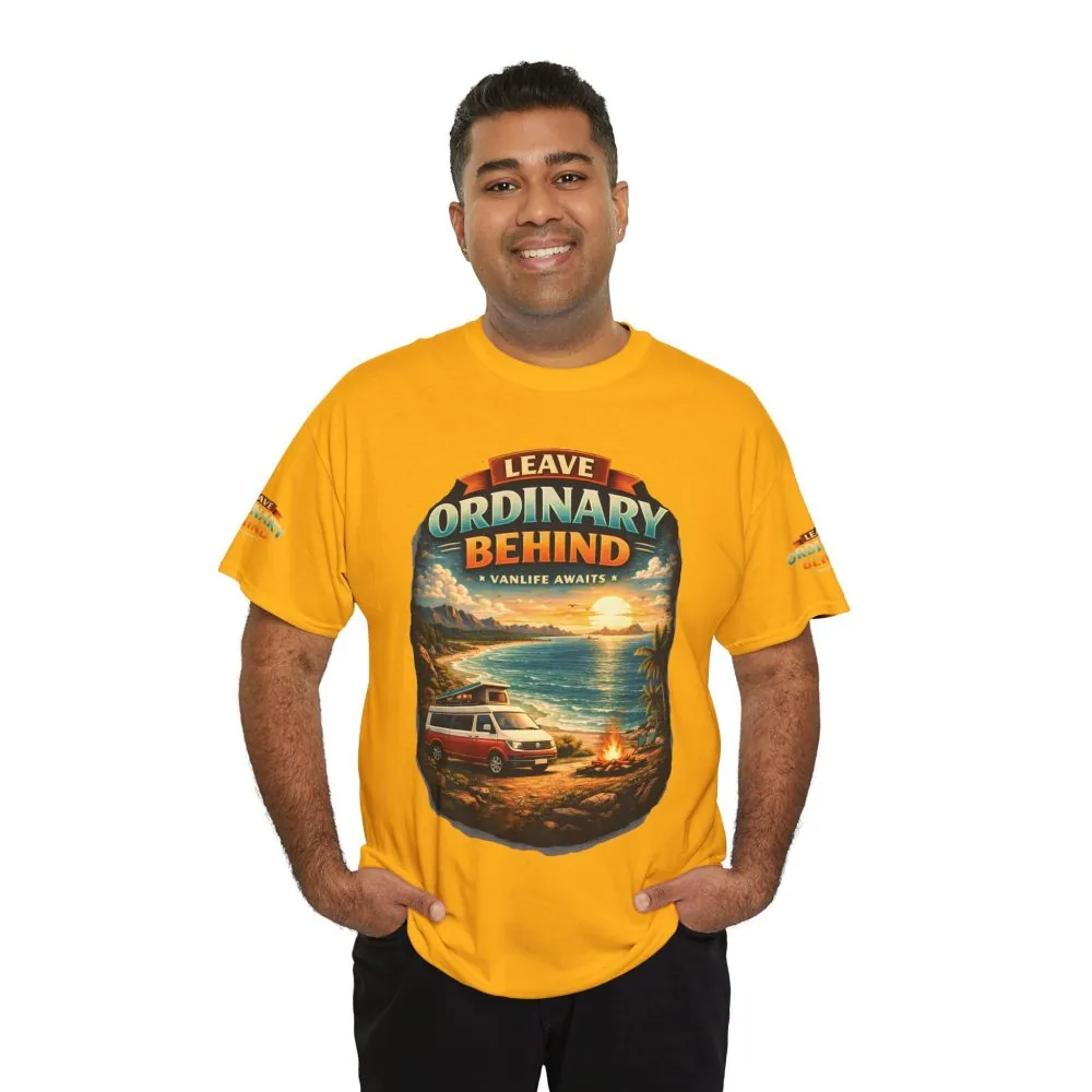Unisex Heavy Cotton Tee — "Leave Ordinary Behind" Design Scenic-Line