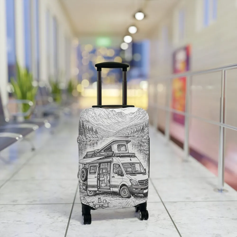 Luggage Cover — Adventure Camper Sketch Travel Suitcase