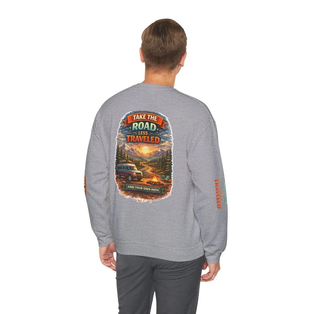 16220516562000775789_2048.jpeg Unisex Heavy Blend™ Crewneck Sweatshirt — "Take The Road Less Traveled" Design Scenic-Line