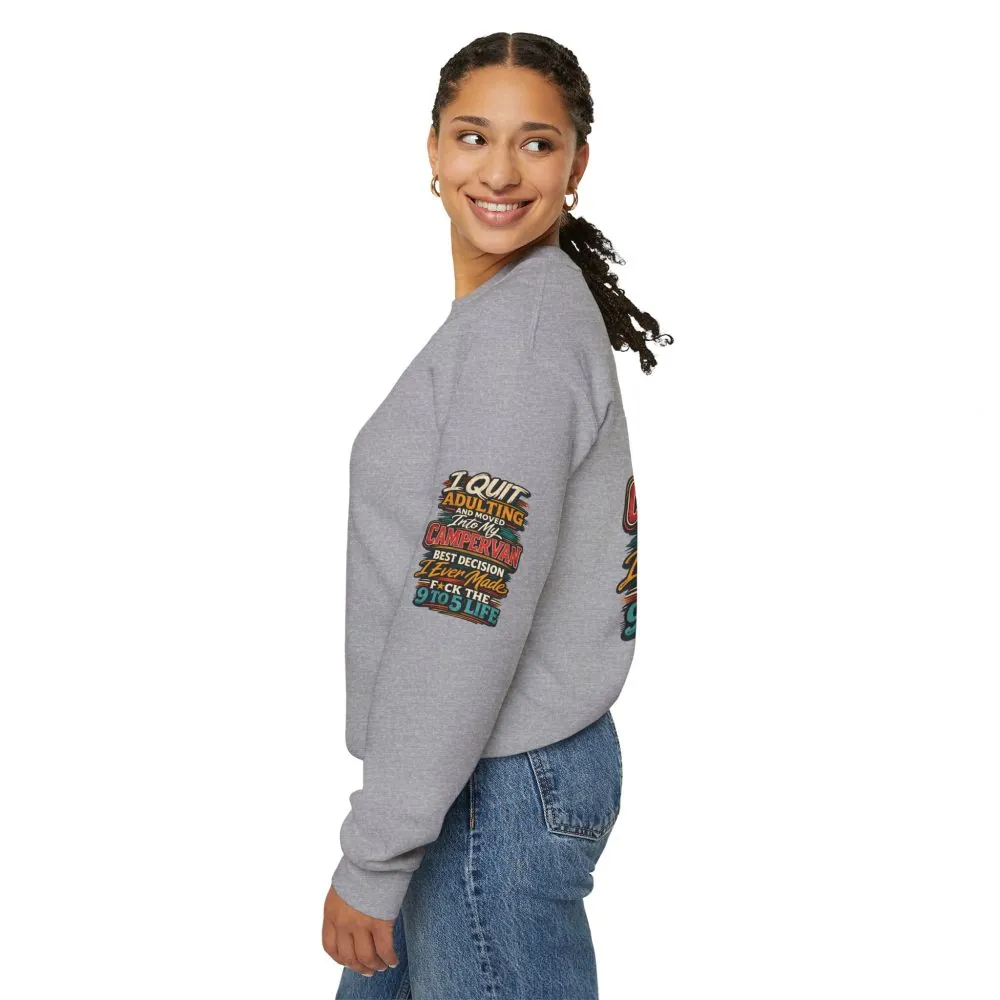 Unisex Heavy Blend™ Crewneck Sweatshirt — "I Quit Adulting" Design F**K-Line