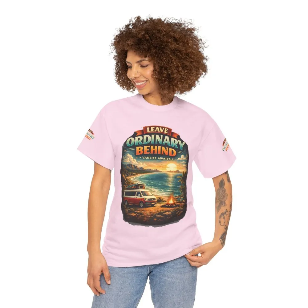 Unisex Heavy Cotton Tee — "Leave Ordinary Behind" Design Scenic-Line