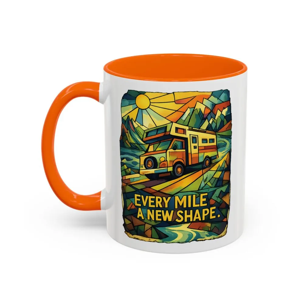 Accent Coffee Mug (11, 15oz) — "Every Mile A New Shape" Design Cubic-Line