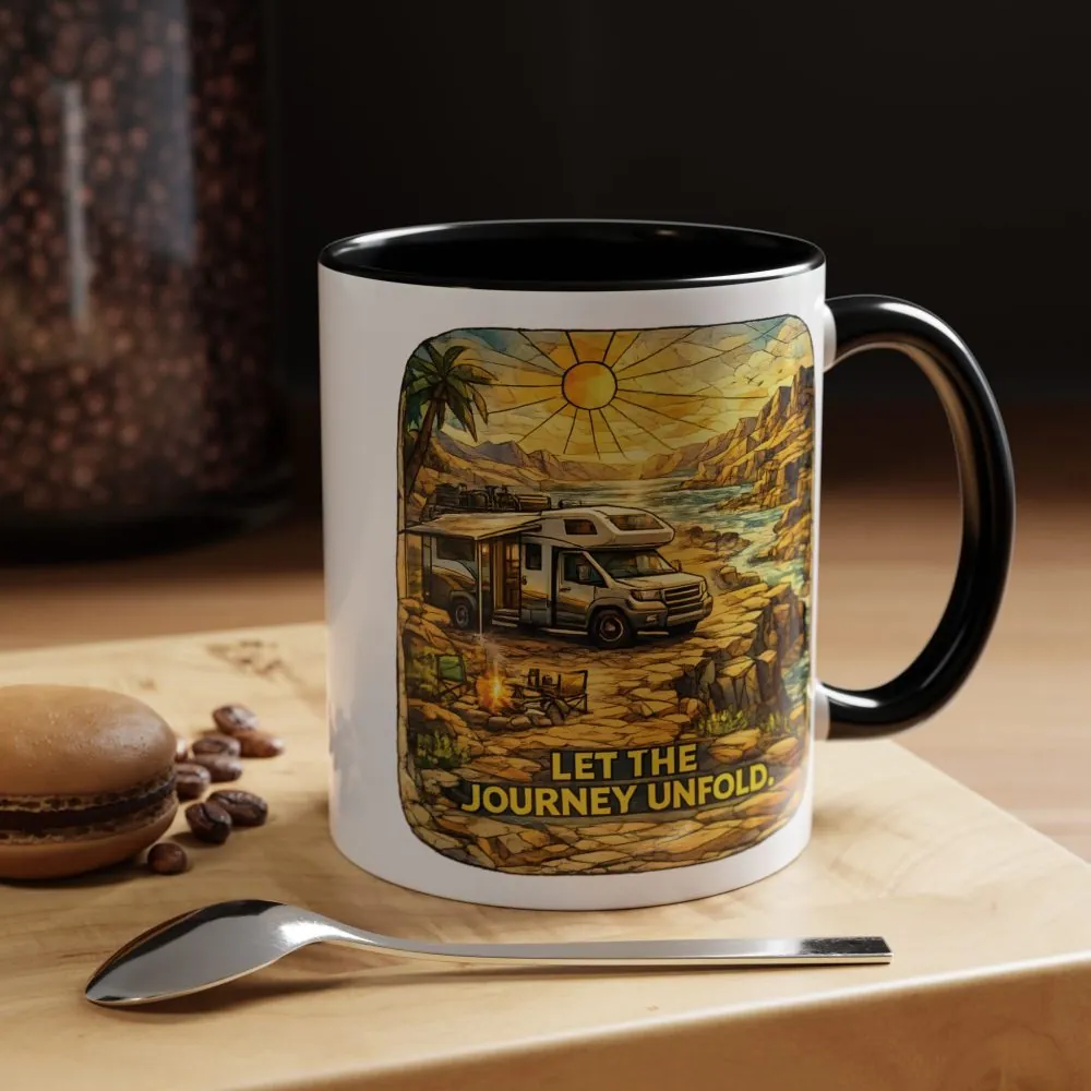 Accent Coffee Mug (11, 15oz) — "Let The Journey Unfold" Design Cubic-Line