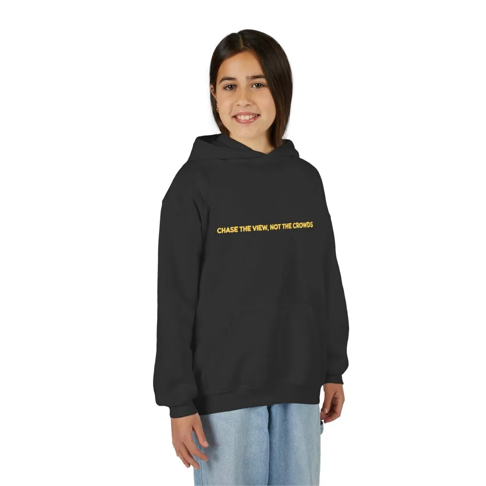 Youth Hoodie(Gildan) – "Chase The Views-Not The Crowds" (Design Sitcom-Line)