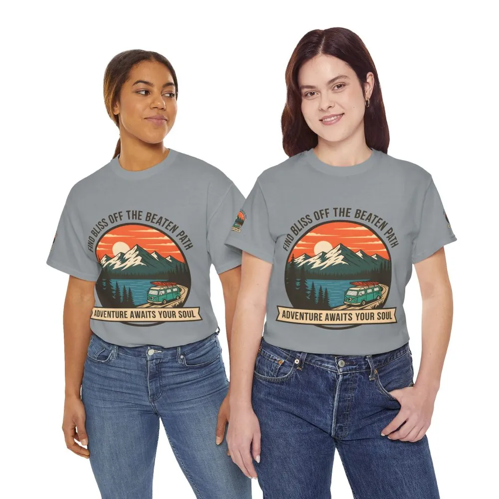 16257661163048575763_2048.jpeg Unisex Heavy Cotton Tee — "Find Bliss Off the Beaten Path" Mountain & Camper T‑Shirt