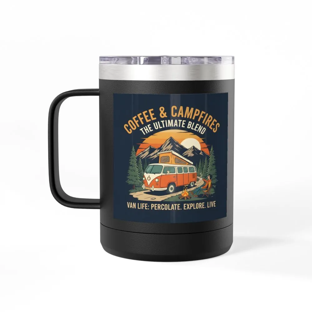 16263349994281607024_2048.jpeg Coffee Mug Tumbler, 15oz — “Coffee & Campfires: The Ultimate Blend”