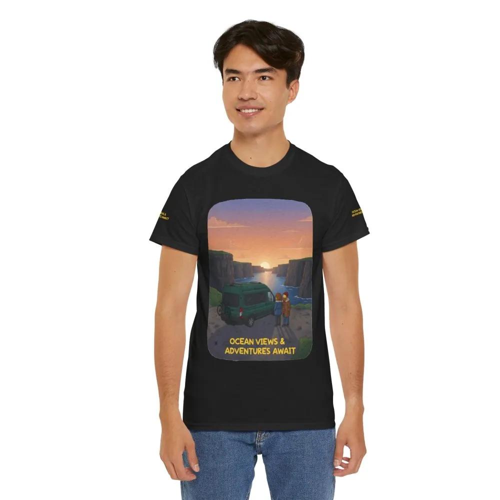 16276890372856101783_2048.jpeg Unisex Heavy Cotton Tee — "Ocean Views-Adventures Awaits" Design Sitcom-Line