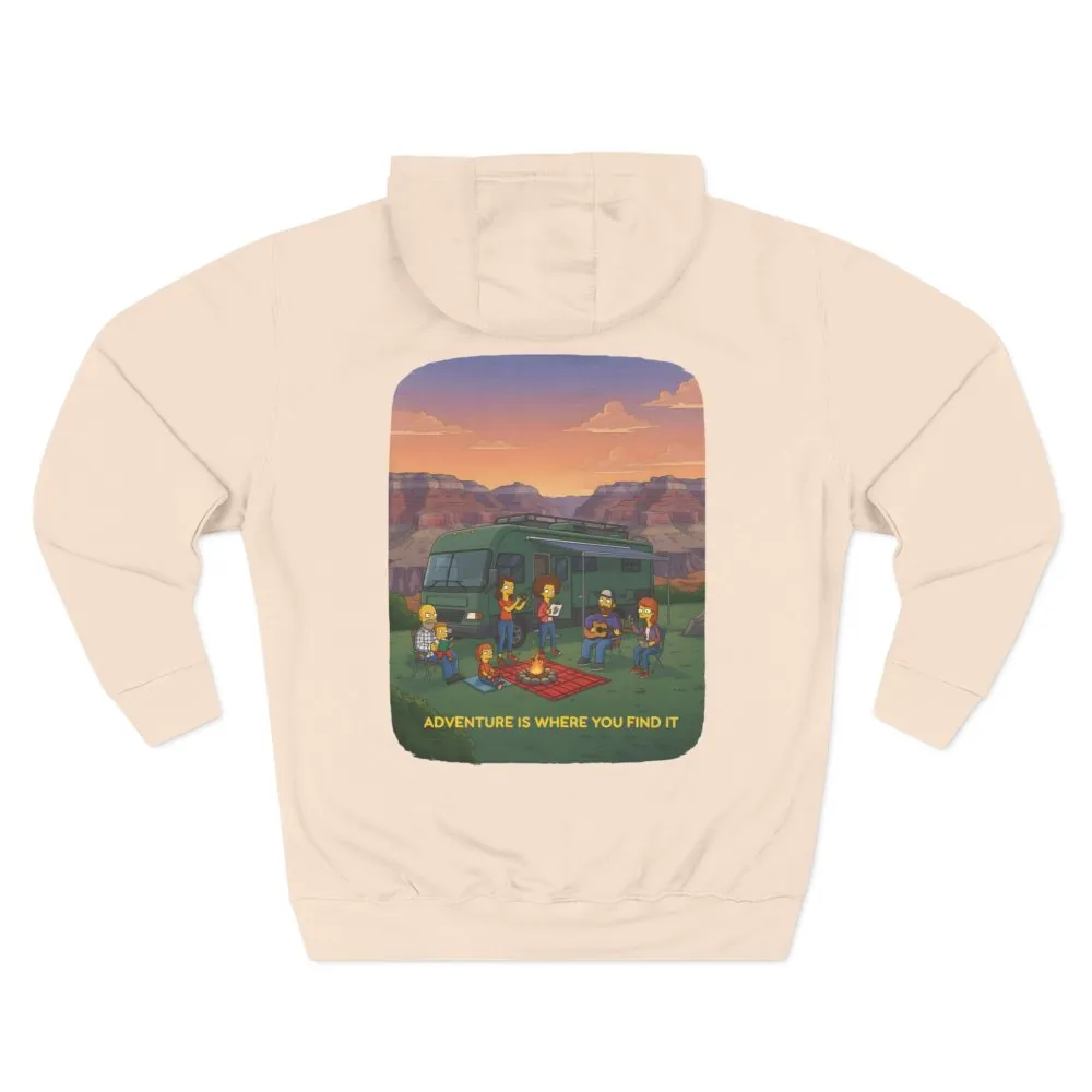 Three-Panel Fleece Hoodie - "Adventure Is Where You Find It" Design Sitcom-Line