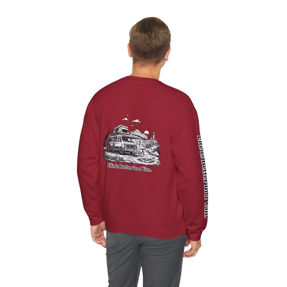 Unisex Heavy Blend™ Crewneck Sweatshirt — "Life Is Better In A Van" Design Minimal-Line
